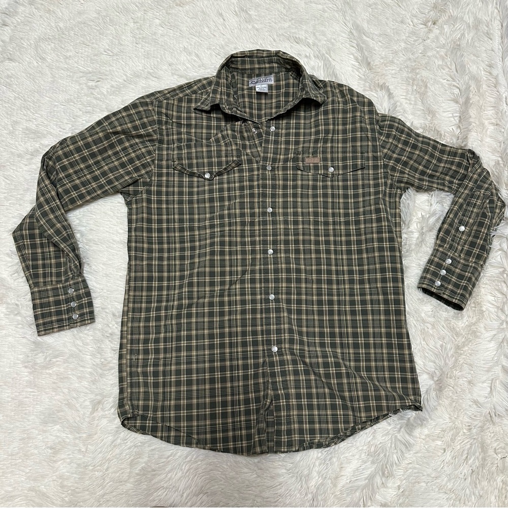 Carhartt Men’s 100% Cotton Long Sleeve Plaid Work Shirt